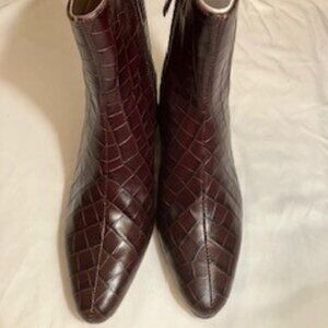 Croc Embossed Leather Western Boot Dark Walnut leather 7